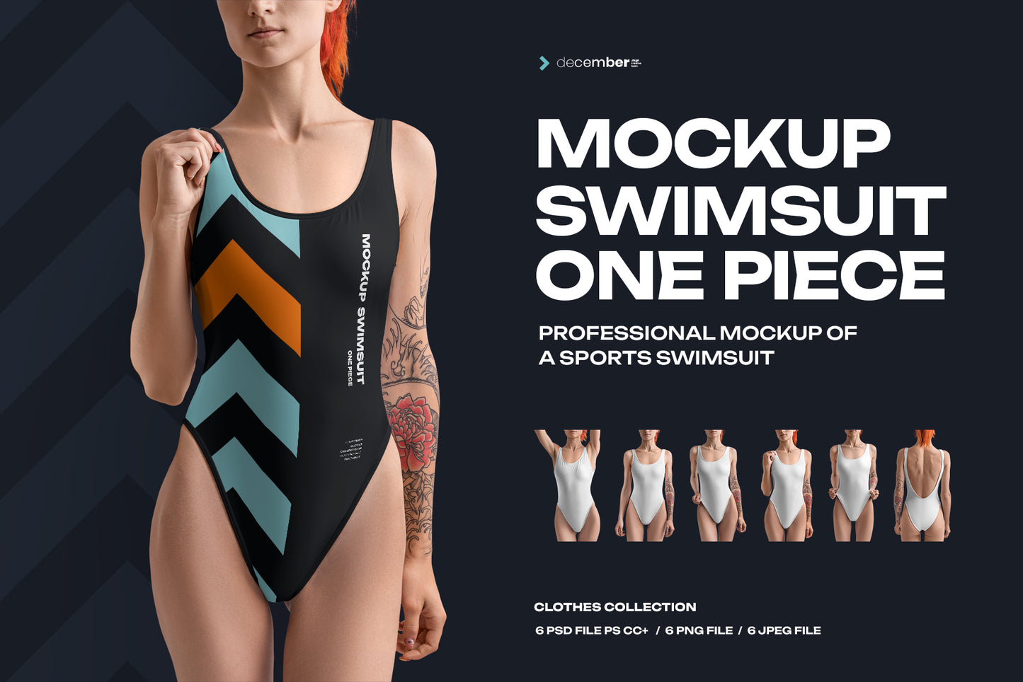 6 Mockups of a One Piece Sports Women's Swimsuit