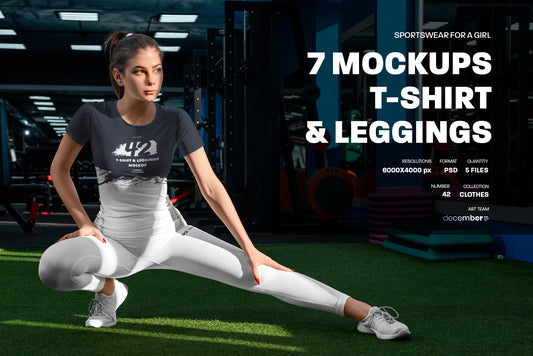 7 Sports T-Shirts and Leggings Mockups
