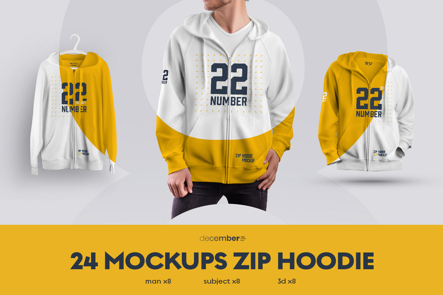 24 Zip Hoodie Mockup - Man/3D/Subjects ( Collection #5 )