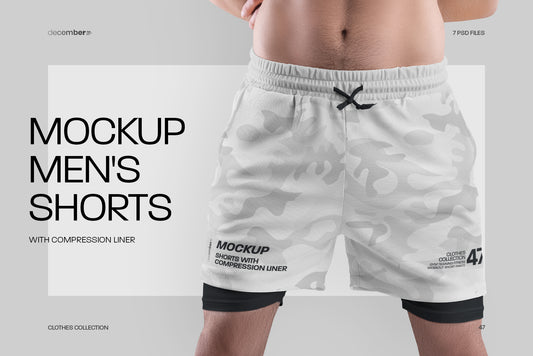 7 Men's Mockups Shorts with Compression Liner