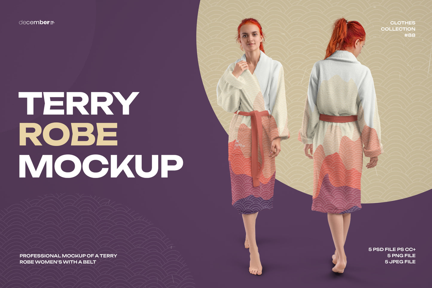 5 Mockups of a Terry Long Robe