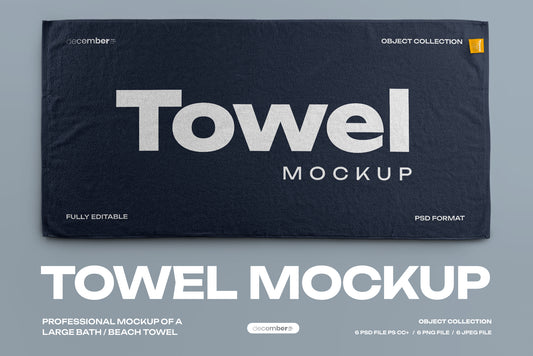 6 Mockup of a Large Bath / Beach Towel 