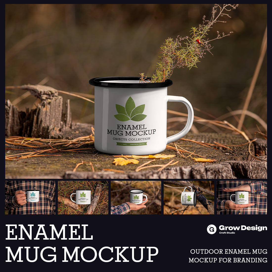 6 Outdoor Enamel Mug Mockup For Branding Presentation