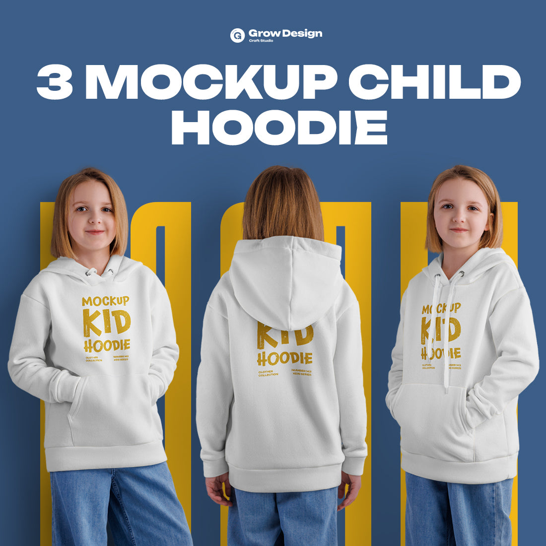 3 Mockups of a Children's Hoodie. vol.01