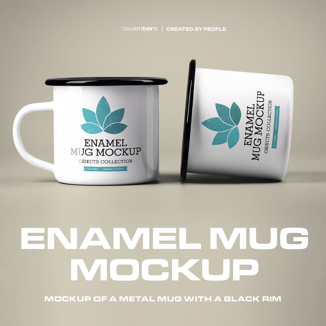 9 Mockups of Enamel Metal Mug with Black Rim