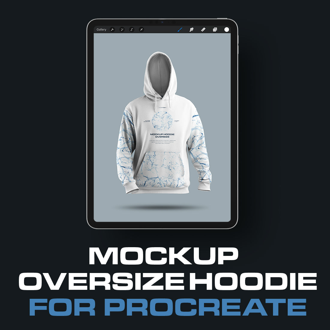 7 Mockups Oversize Hoodie in 3D Style for Procreate on the iPad