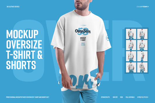 9 Mockups Oversize T-shirt and Shorts