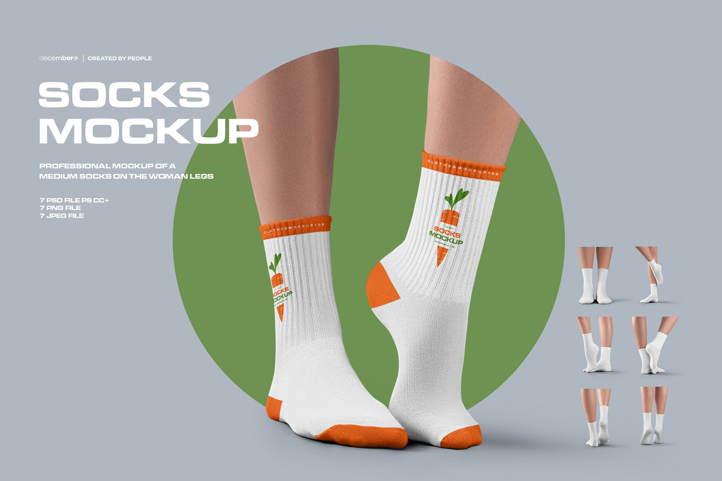 7 Mockups Medium Socks on the Woman Legs