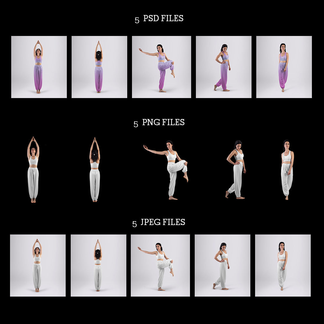 5 Wide Leg Pants Mockups and Top for Yoga and Pilates. vol.02