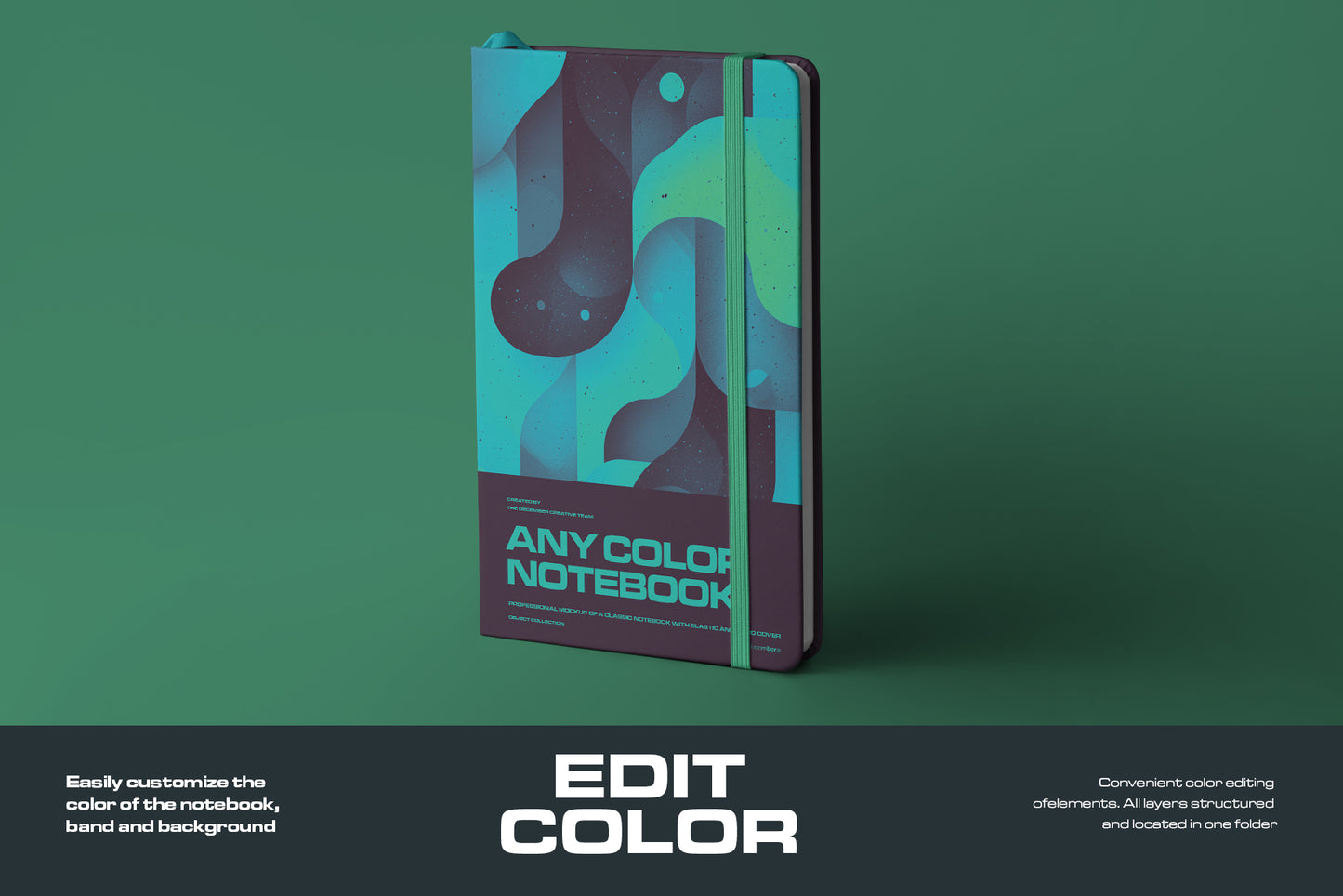 5 Mockups of Classic Notebook with Band and Hard Cover