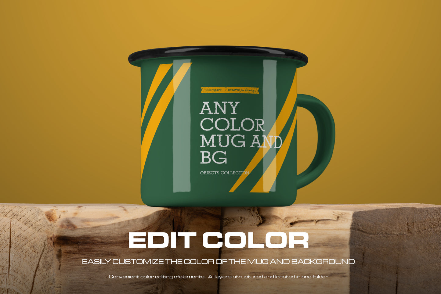10 Mockups of Enamel Metal Mug with Black Border on Old Wood