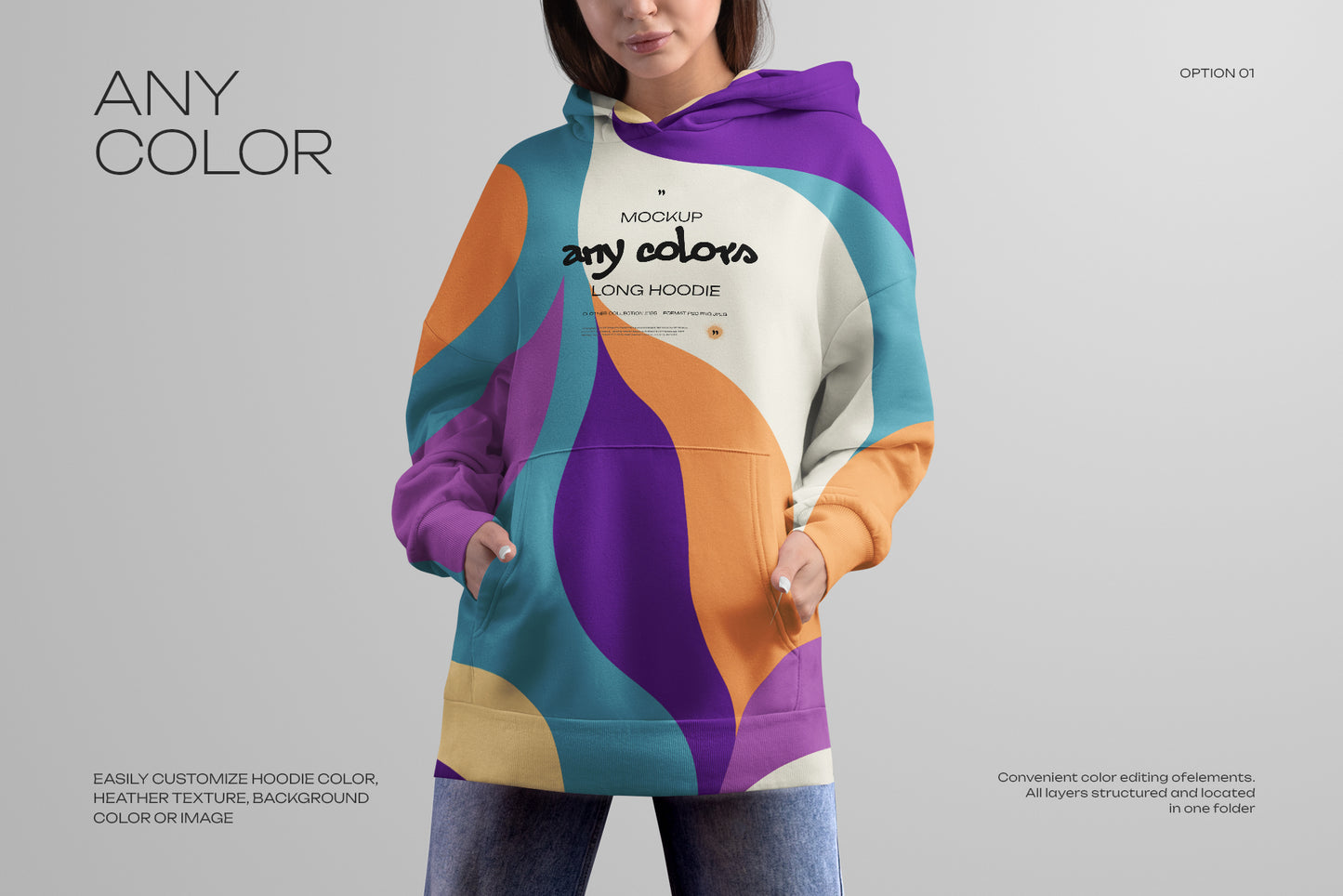 4 Mockups Woman Oversize Long Hoodie. vol.03