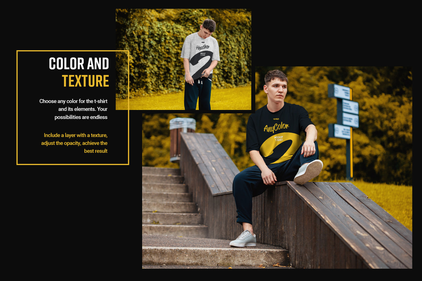 6 Oversized T-shirt Mockup on a Guy Outside