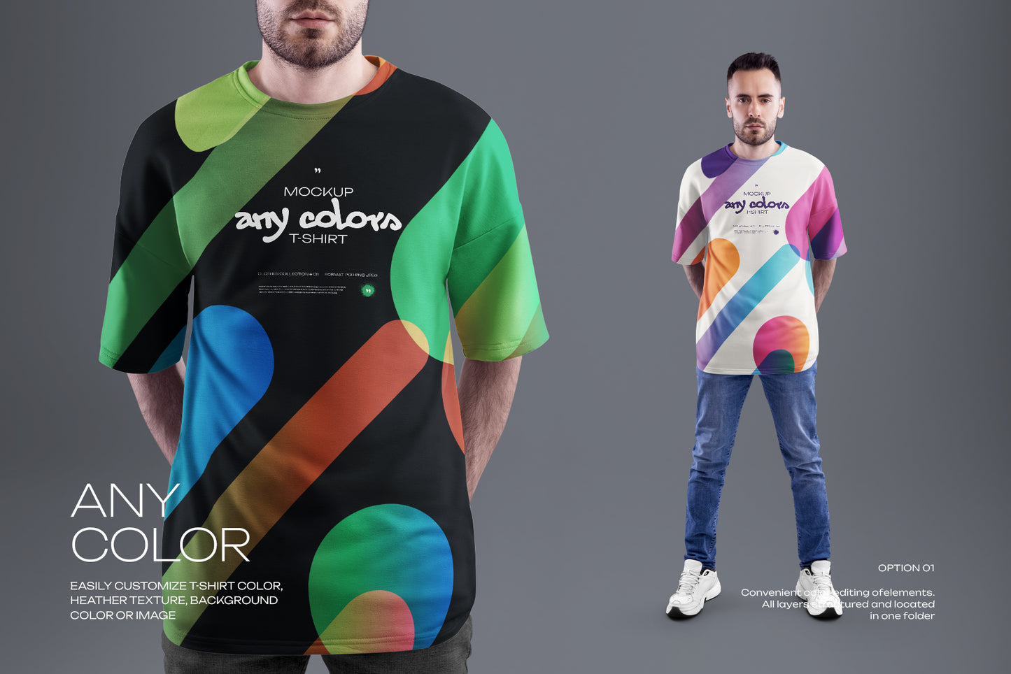 4 Oversized Men's T-Shirt Mockups. vol.02