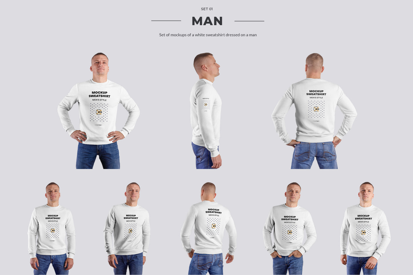 24 Mockup Men Sweatshirt - Man/3D/Objects ( Collection #3 )