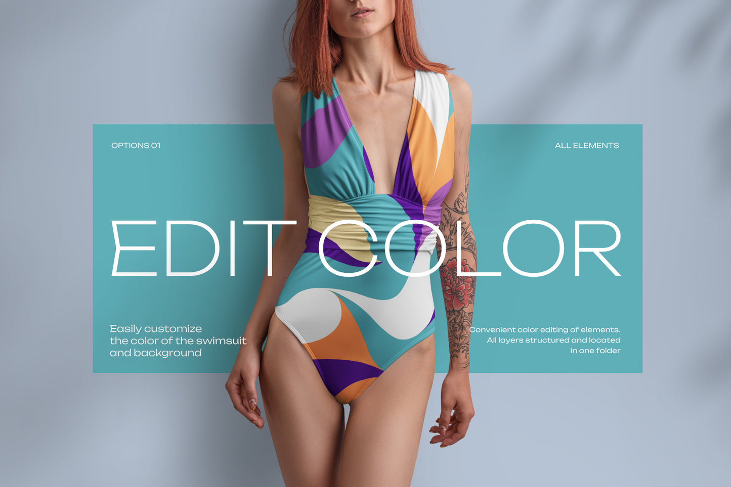 8 Mockups of a One Piece Women's Swimsuit. vol.02