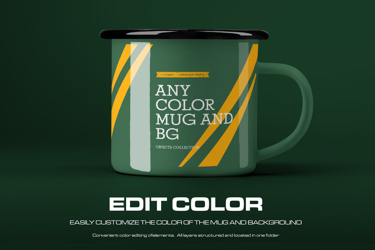 9 Mockups of Enamel Metal Mug with Black Rim