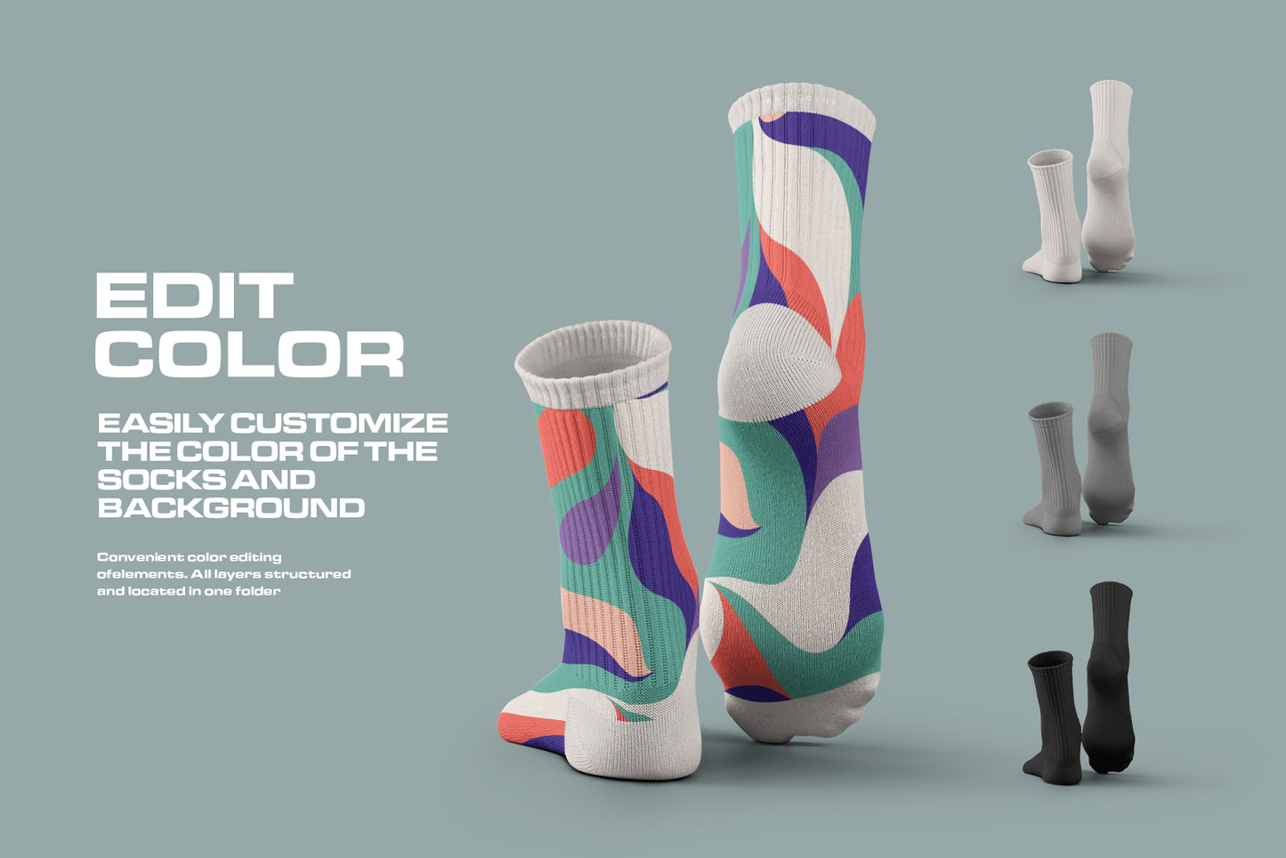 7 Mockups Medium Socks in the 3D Style