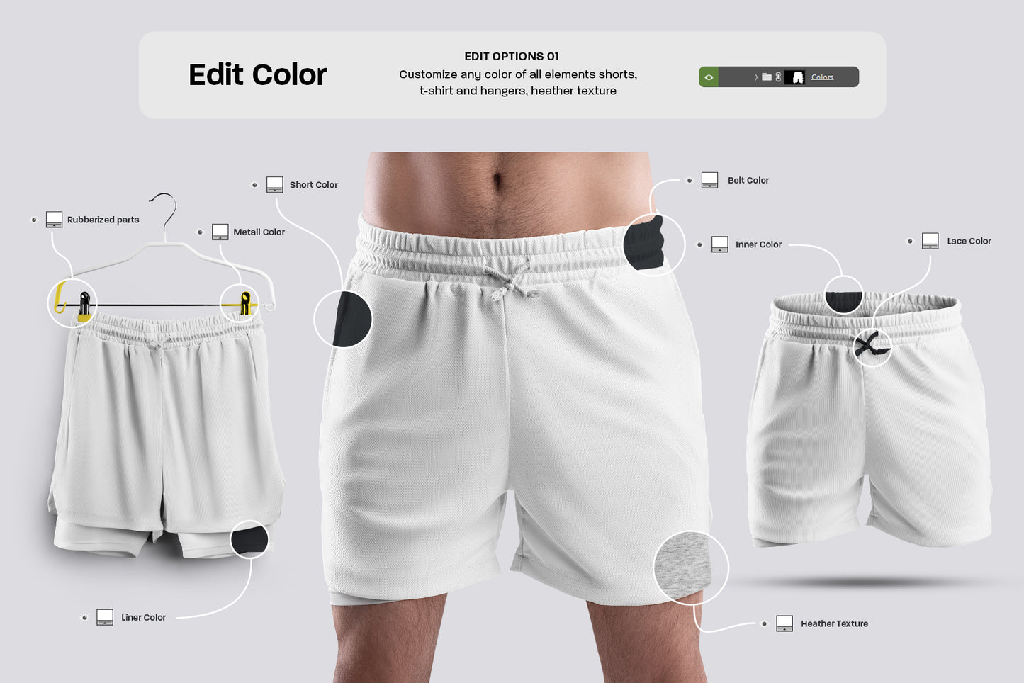 22 Men's Mockups Shorts with Compression Liner - Man/3D/Subjects ( Collection #6 )
