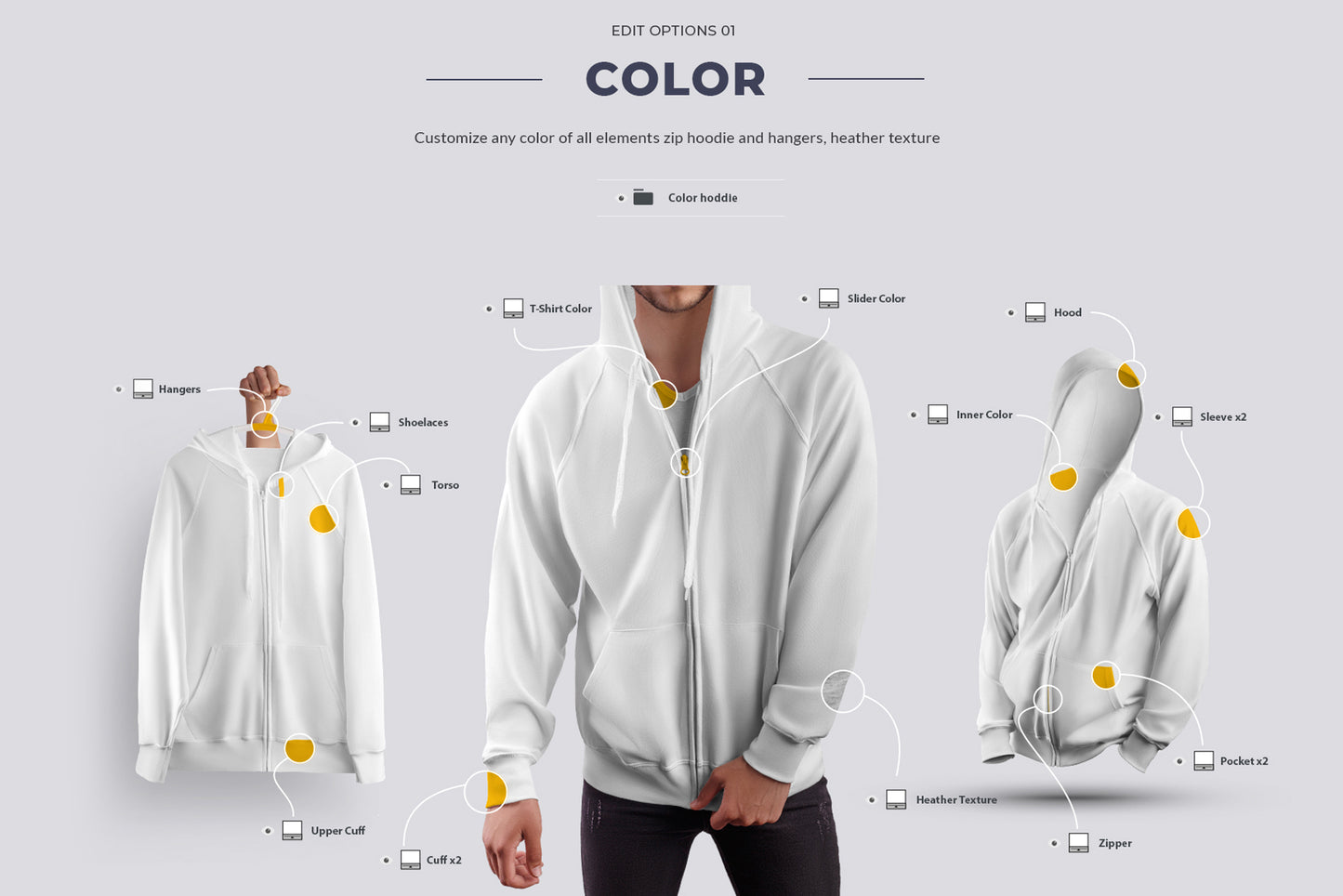 24 Zip Hoodie Mockup - Man/3D/Subjects ( Collection #5 )