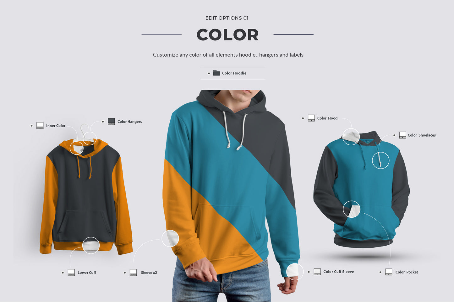 24 mockups hoodie on the man, 3D and isolated objects