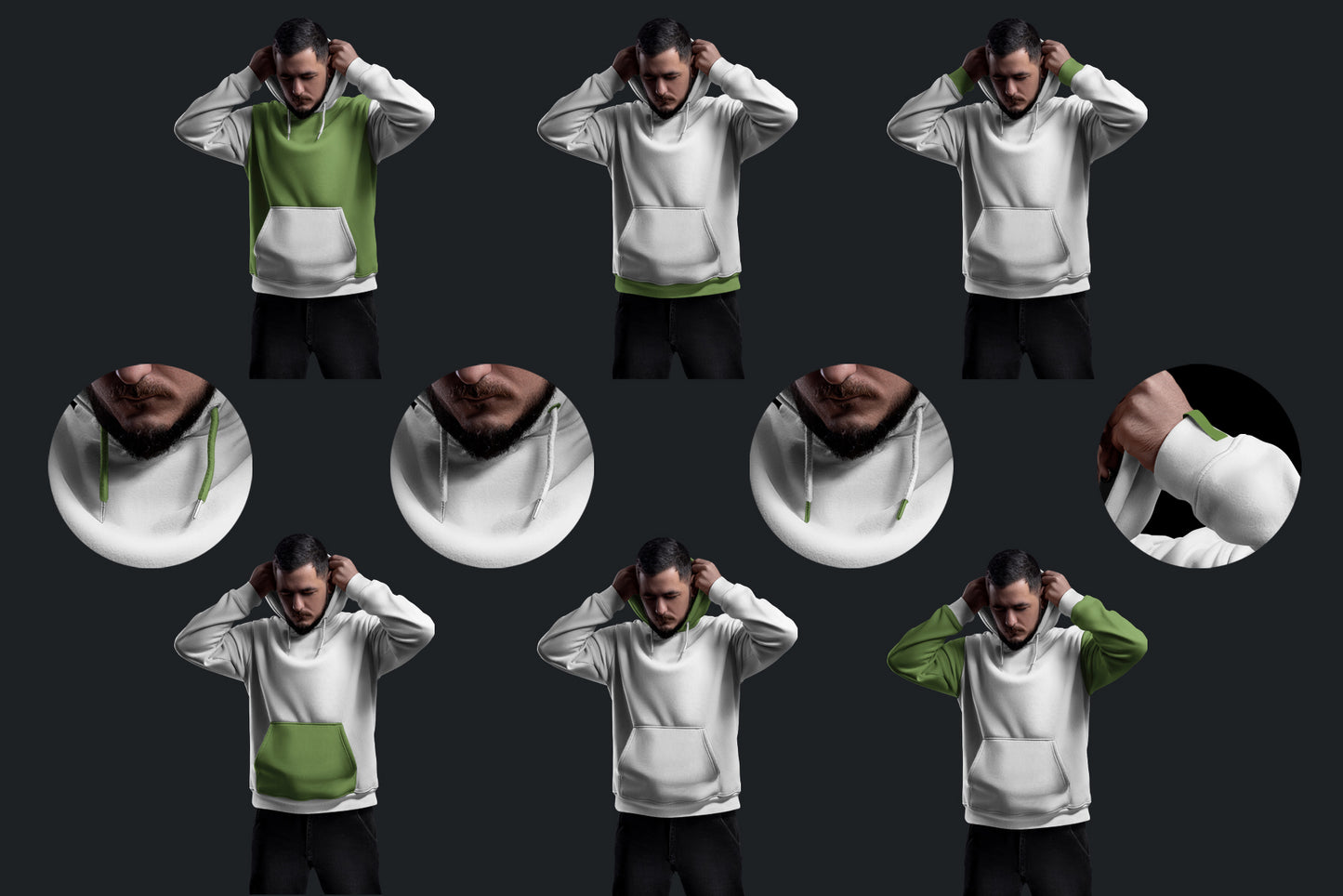 5 Mockups Oversize Hoodie. Dark Light vol. 02
