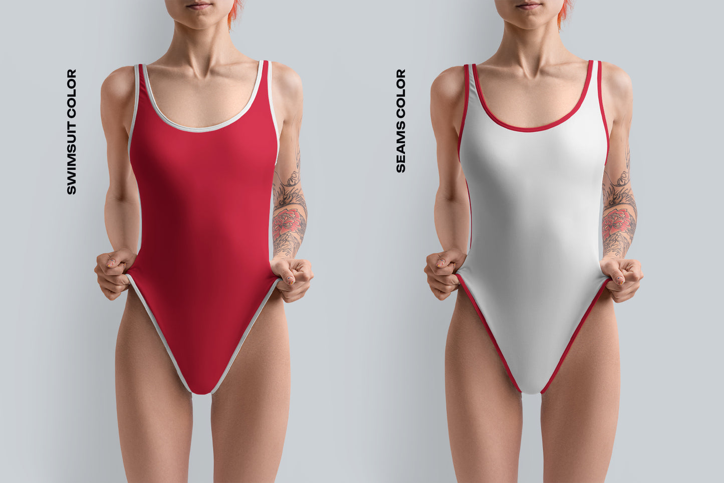 6 Mockups of a One Piece Sports Women's Swimsuit
