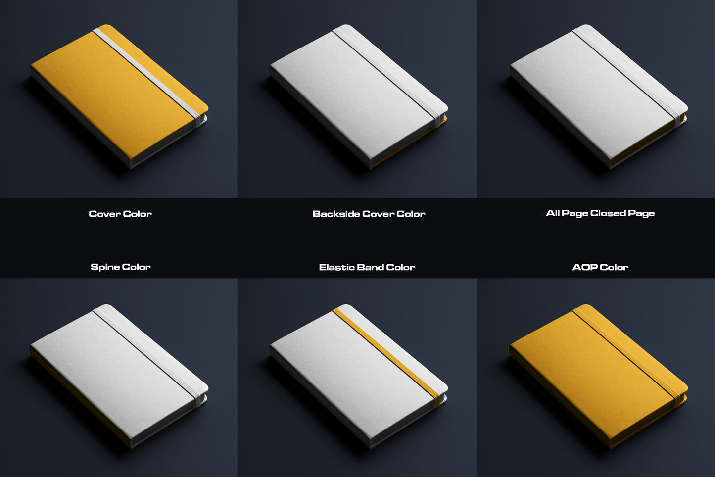 6 Mockups of Classic Notebook with Band and Hard Cover vol.2