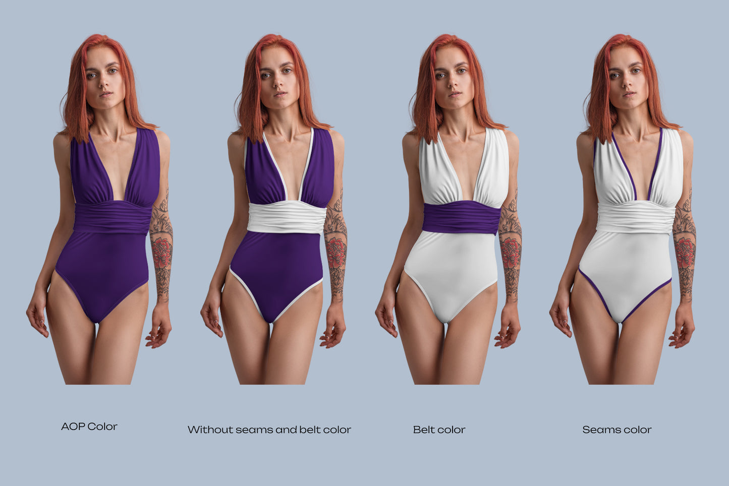 8 Mockups of a One Piece Women's Swimsuit. vol.02