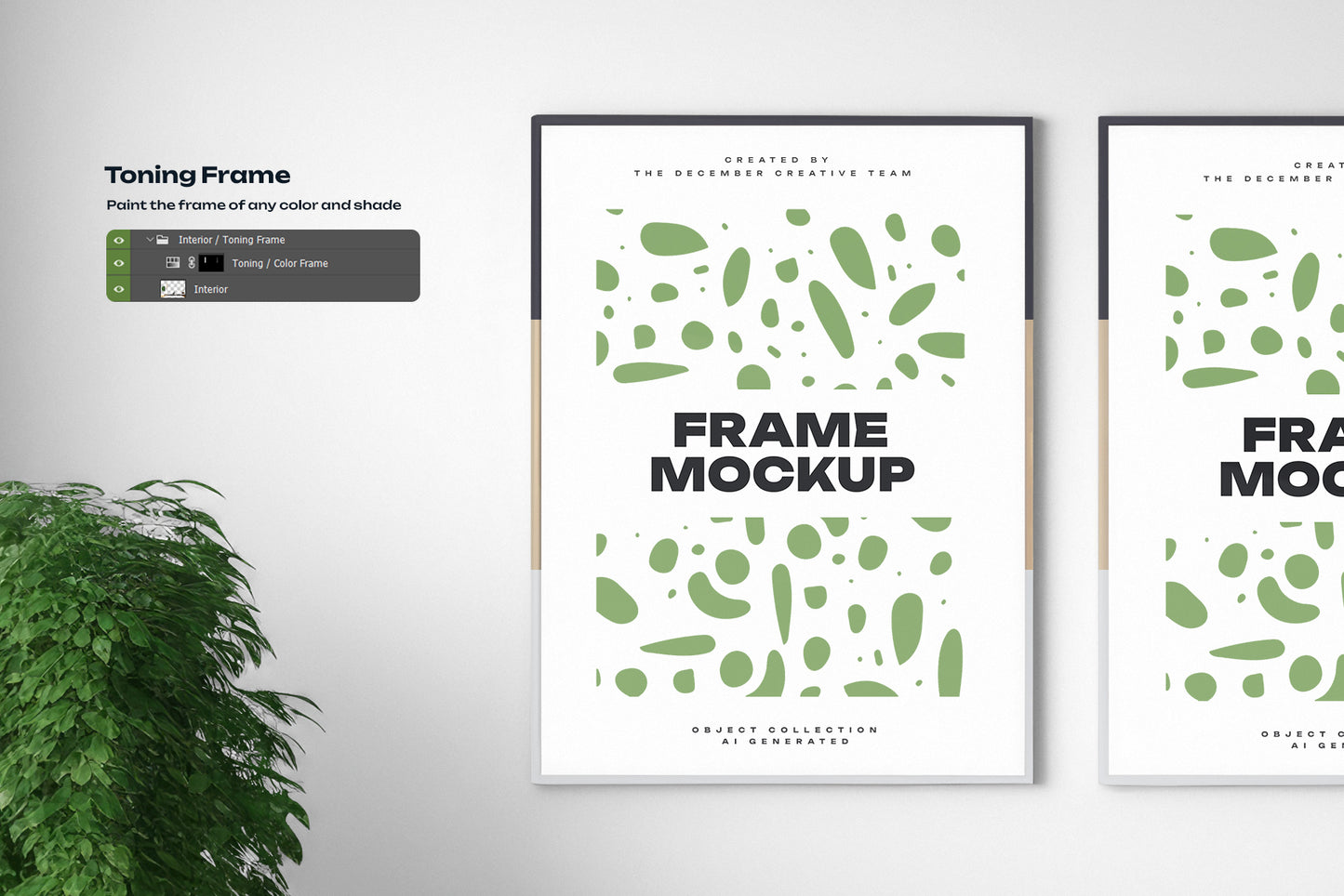 3 Mockups of Frames in the Interior. AI Generated