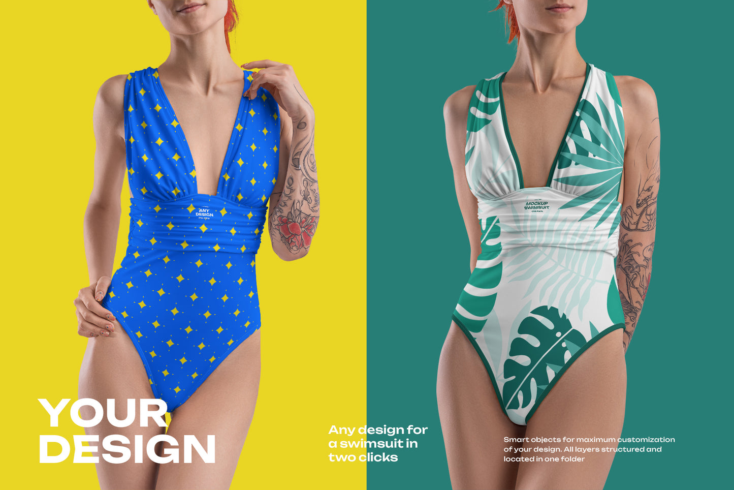 6 Mockups of a One Piece Women's Swimsuit