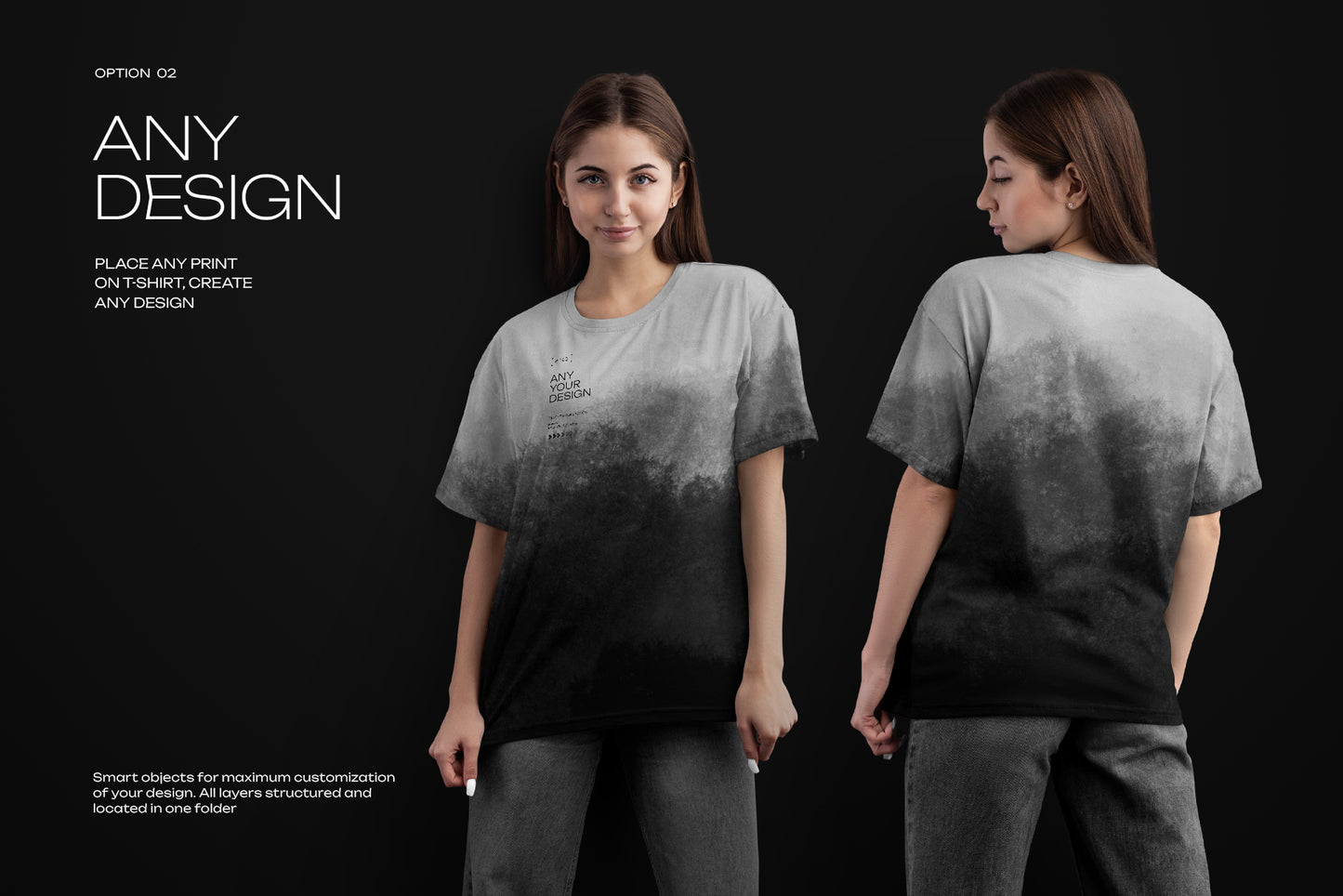 5 Mockups Woman Oversize T-Shirt. vol.02