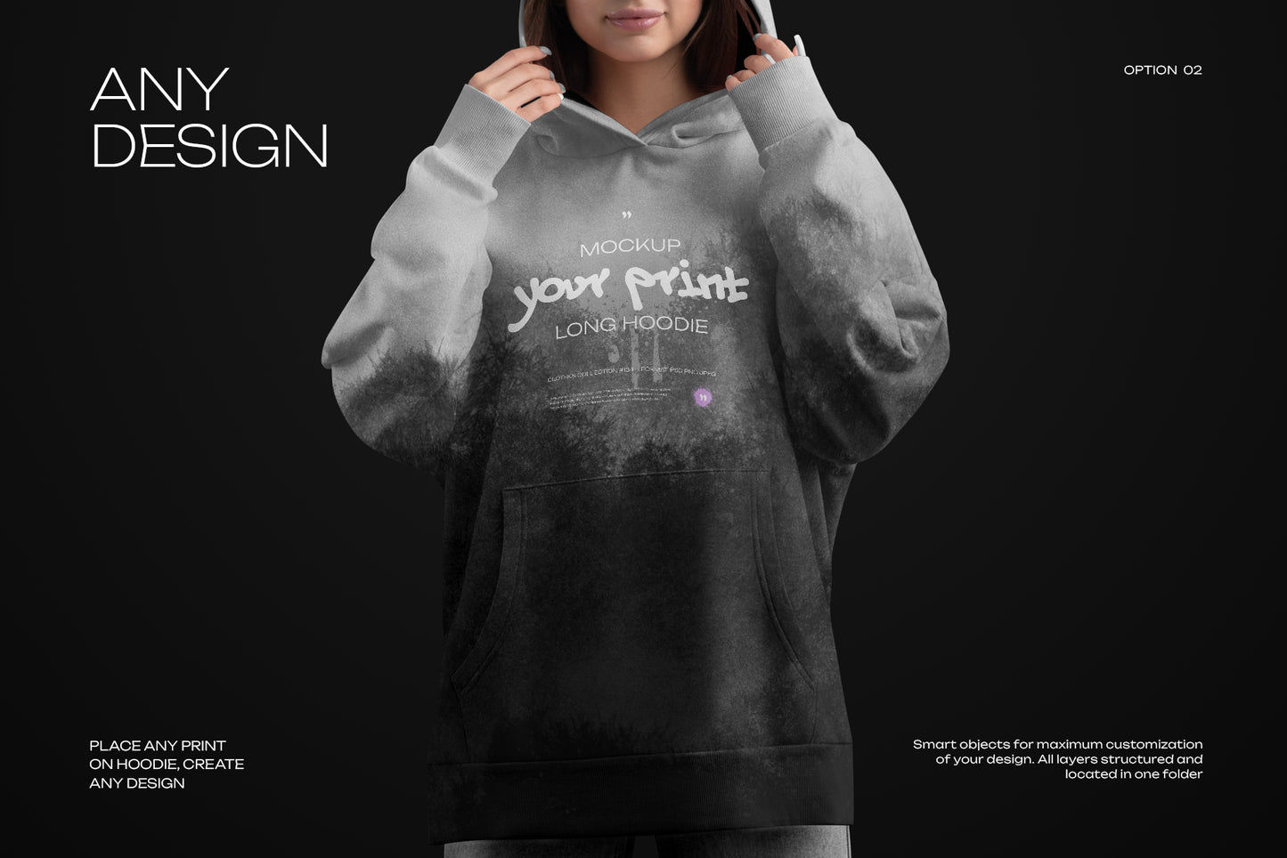 5 Mockups Woman Oversize Long Hoodie. vol.02