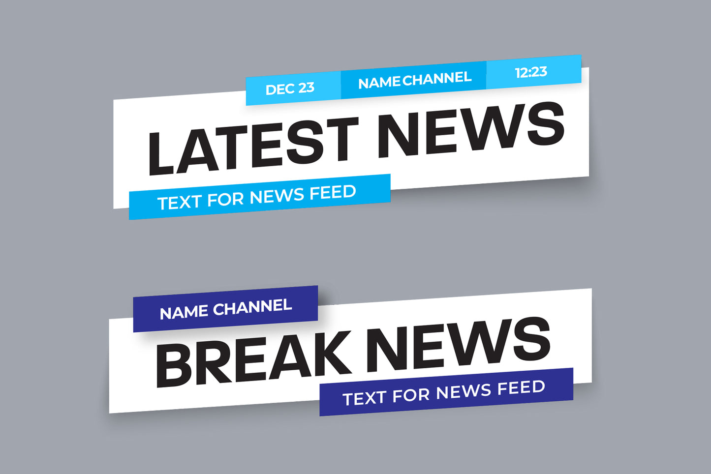 Set of lower thirds templates for TV channels, online broadcast