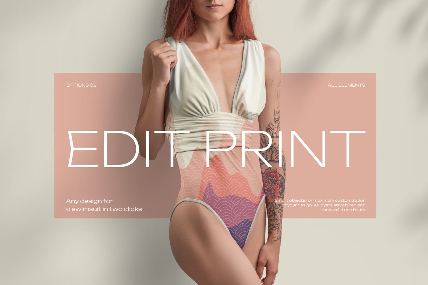 8 Mockups of a One Piece Women's Swimsuit. vol.02