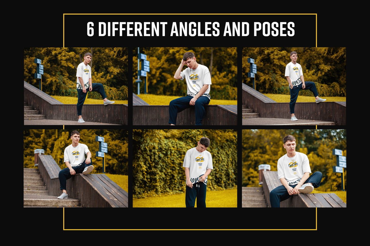 6 Oversized T-shirt Mockup on a Guy Outside