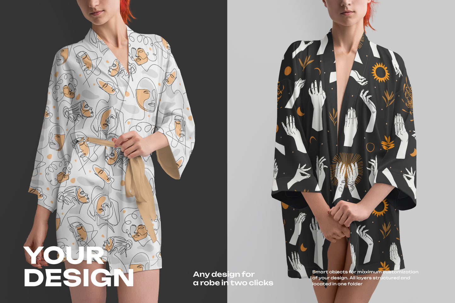 4 Mockups of a Silk Robe