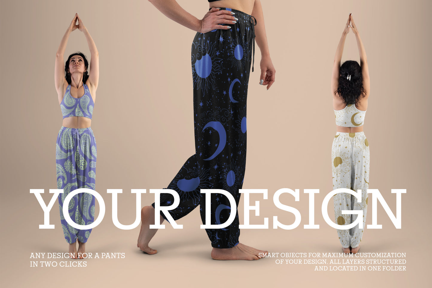 5 Wide Leg Pants Mockups and Top for Yoga and Pilates. vol.02