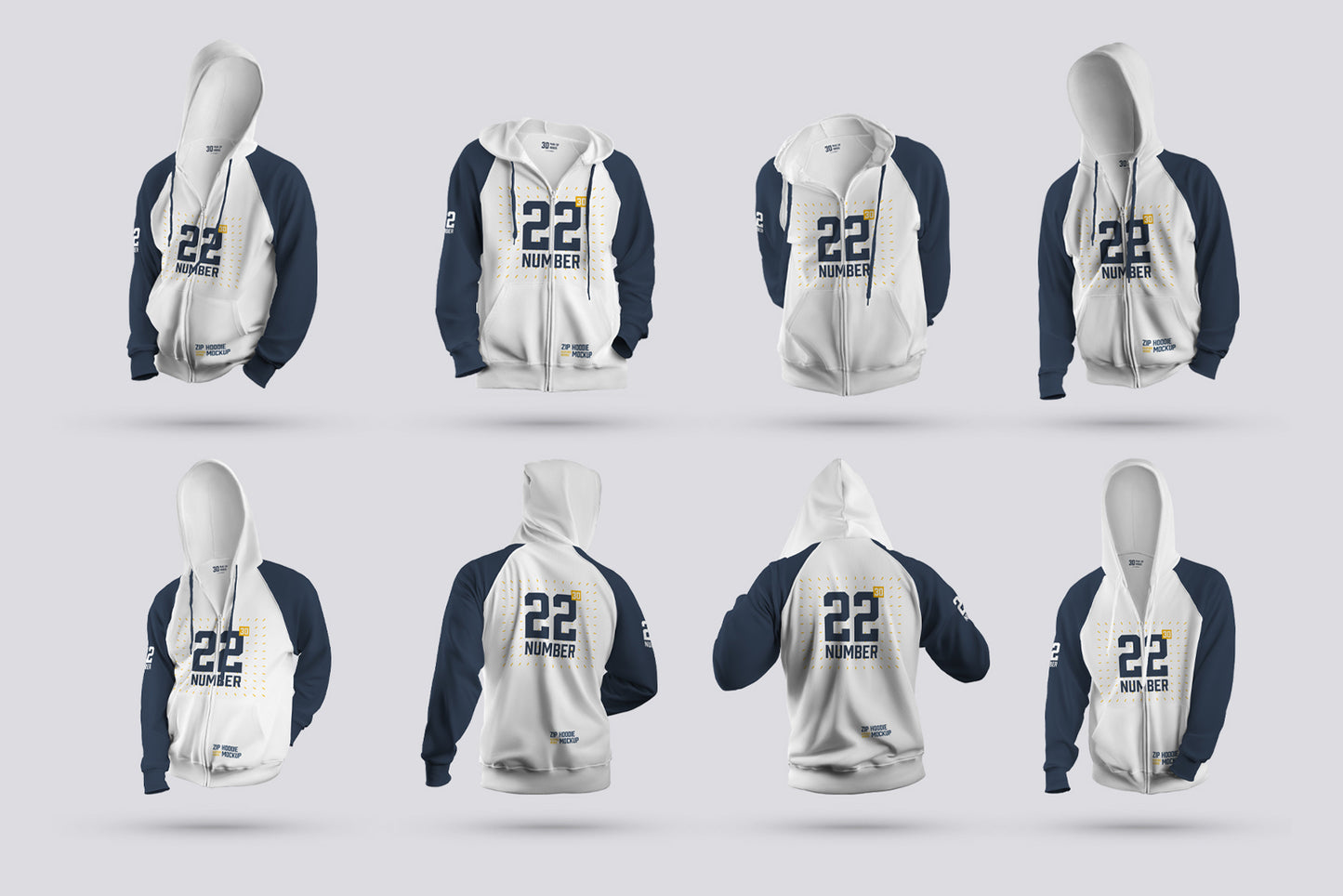 24 Zip Hoodie Mockup - Man/3D/Subjects ( Collection #5 )