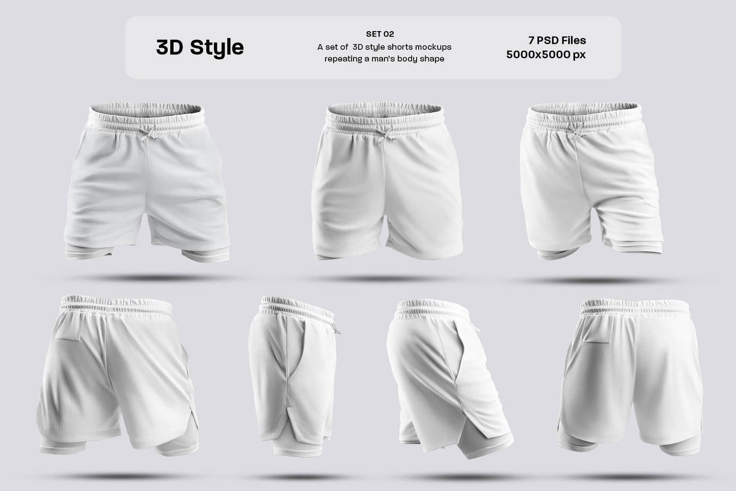 22 Men's Mockups Shorts with Compression Liner - Man/3D/Subjects ( Collection #6 )