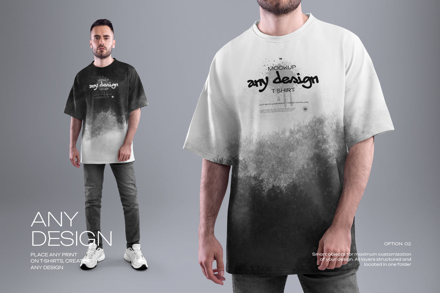 4 Oversized Men's T-Shirt Mockups. vol.02