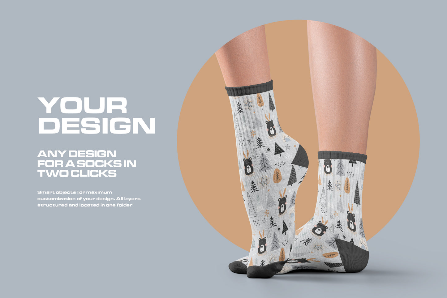 7 Mockups Medium Socks on the Woman Legs