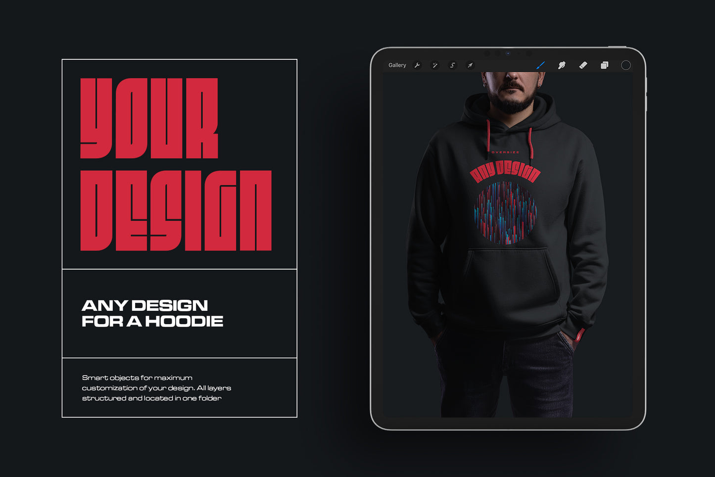 5 Mockups Oversize Hoodie for Procreate