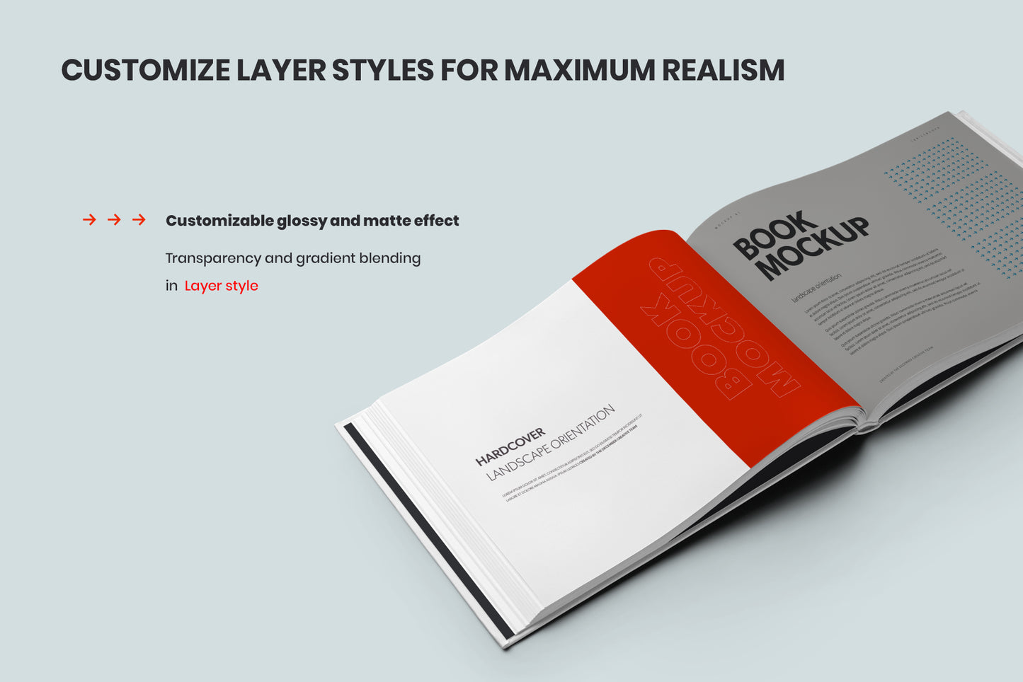 8 Book Mockups Hard Cover Landscape Oriantation. Set 2.