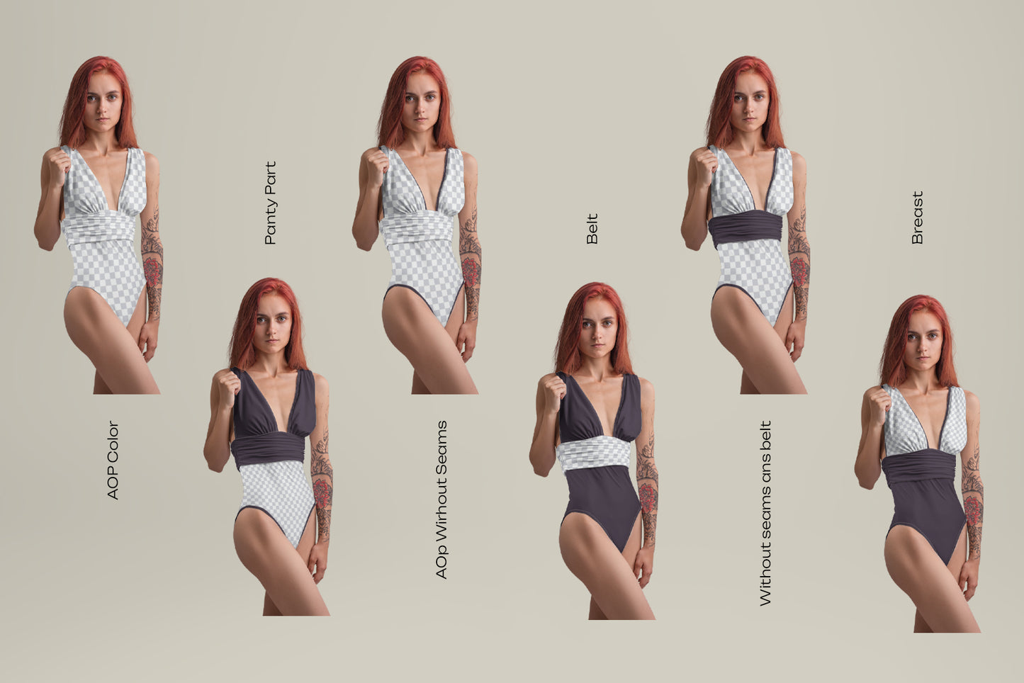 8 Mockups of a One Piece Women's Swimsuit. vol.02
