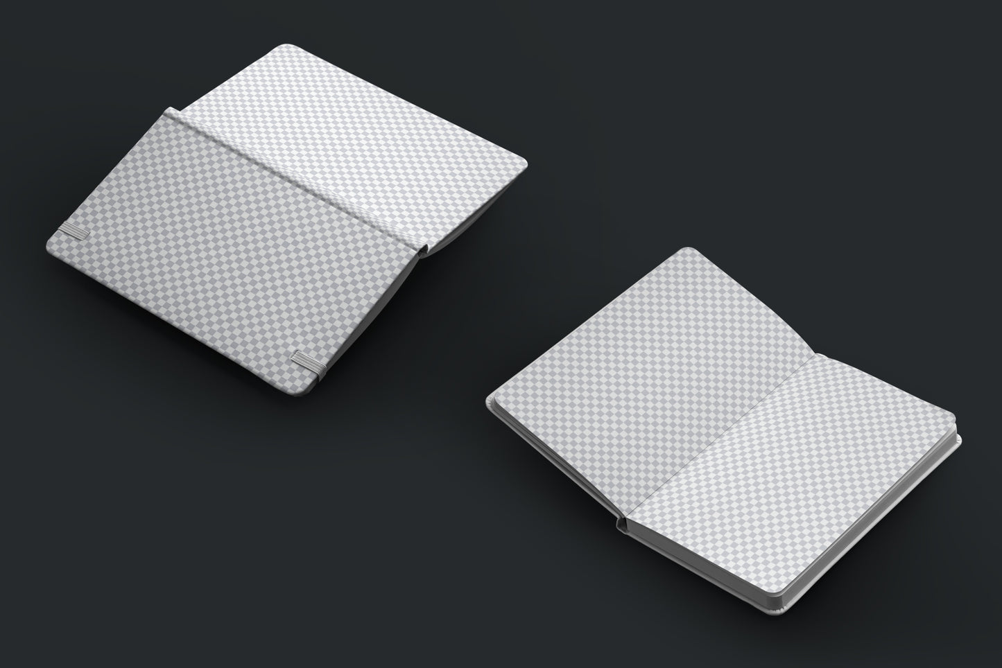 5 Mockups of Classic Notebook with Band and Hard Cover