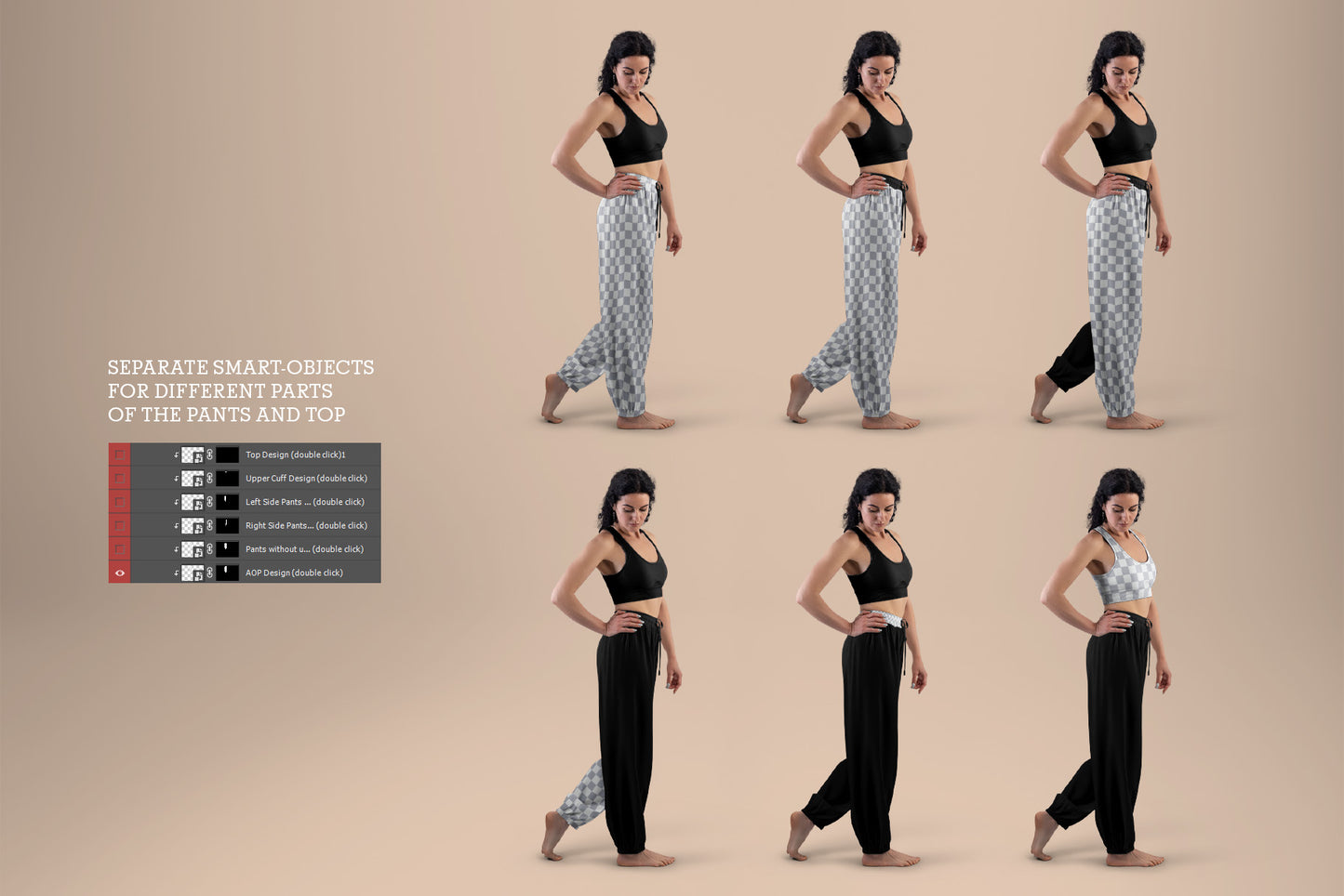 5 Wide Leg Pants Mockups and Top for Yoga and Pilates. vol.02