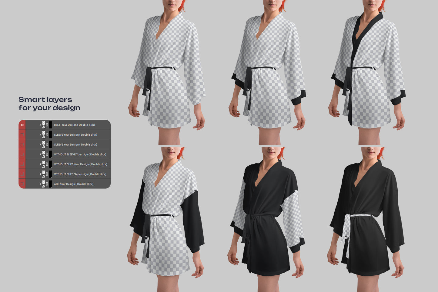 4 Mockups of a Silk Robe