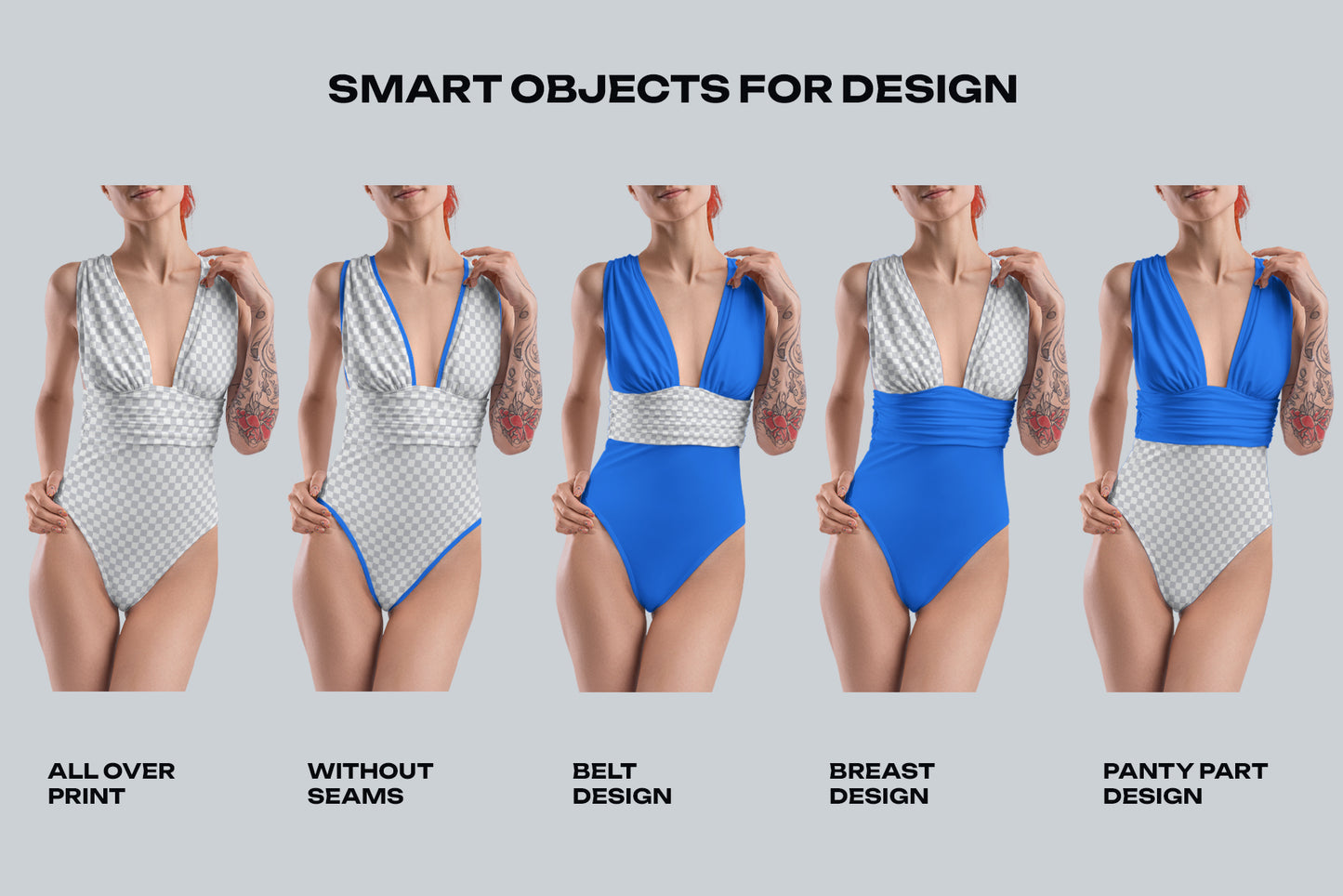 6 Mockups of a One Piece Women's Swimsuit