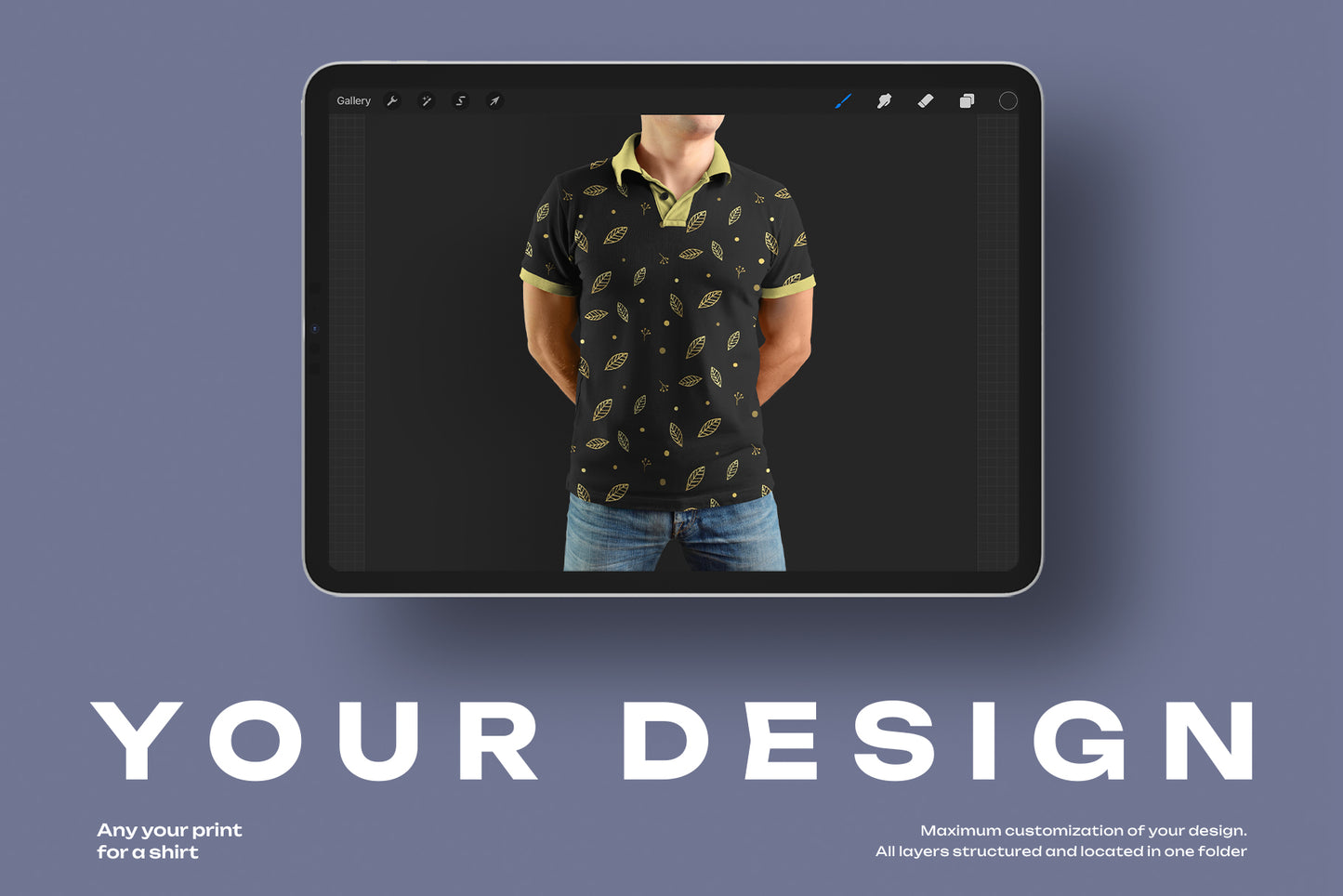 6 Mockups Polo Shirt for Procreate on the iPad